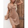 imageSweatyRocks Womens Casual Short Sleeve V Neck Tee Shirt Dress Twist Front A Line Short DressesKhaki