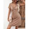 imageSweatyRocks Womens Casual Short Sleeve V Neck Tee Shirt Dress Twist Front A Line Short DressesKhaki