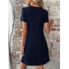 imageSweatyRocks Womens Casual Short Sleeve V Neck Tee Shirt Dress Twist Front A Line Short DressesNavy Blue