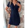 imageSweatyRocks Womens Casual Short Sleeve V Neck Tee Shirt Dress Twist Front A Line Short DressesNavy Blue