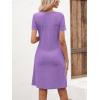 imageSweatyRocks Womens Casual Short Sleeve V Neck Tee Shirt Dress Twist Front A Line Short DressesViolet Purple
