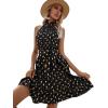 imageSweatyRocks Womens Casual Sleeveless Tie Back Halter Dress Mini Swing Pleated Aline Loose DressBlack Gold