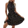 imageSweatyRocks Womens Casual Sleeveless Tie Back Halter Dress Mini Swing Pleated Aline Loose DressBlack Gold