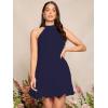 imageSweatyRocks Womens Casual Sleeveless Tie Back Halter Dress Mini Swing Pleated Aline Loose DressDark Blue