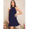 imageSweatyRocks Womens Casual Sleeveless Tie Back Halter Dress Mini Swing Pleated Aline Loose DressDark Blue