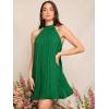 imageSweatyRocks Womens Casual Sleeveless Tie Back Halter Dress Mini Swing Pleated Aline Loose DressDark Green