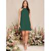 imageSweatyRocks Womens Casual Sleeveless Tie Back Halter Dress Mini Swing Pleated Aline Loose DressDeep Green