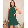 imageSweatyRocks Womens Casual Sleeveless Tie Back Halter Dress Mini Swing Pleated Aline Loose DressDeep Green