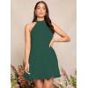 imageSweatyRocks Womens Casual Sleeveless Tie Back Halter Dress Mini Swing Pleated Aline Loose DressDeep Green