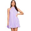 imageSweatyRocks Womens Casual Sleeveless Tie Back Halter Dress Mini Swing Pleated Aline Loose DressLilac Purple