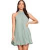 imageSweatyRocks Womens Casual Sleeveless Tie Back Halter Dress Mini Swing Pleated Aline Loose DressMint Green