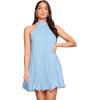 imageSweatyRocks Womens Casual Sleeveless Tie Back Halter Dress Mini Swing Pleated Aline Loose DressPale Blue