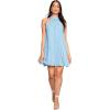 imageSweatyRocks Womens Casual Sleeveless Tie Back Halter Dress Mini Swing Pleated Aline Loose DressPale Blue