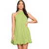 imageSweatyRocks Womens Casual Sleeveless Tie Back Halter Dress Mini Swing Pleated Aline Loose DressPale Green