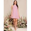imageSweatyRocks Womens Casual Sleeveless Tie Back Halter Dress Mini Swing Pleated Aline Loose DressPink