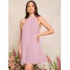 imageSweatyRocks Womens Casual Sleeveless Tie Back Halter Dress Mini Swing Pleated Aline Loose DressPink