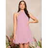 imageSweatyRocks Womens Casual Sleeveless Tie Back Halter Dress Mini Swing Pleated Aline Loose DressPink