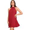imageSweatyRocks Womens Casual Sleeveless Tie Back Halter Dress Mini Swing Pleated Aline Loose DressRed