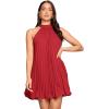 imageSweatyRocks Womens Casual Sleeveless Tie Back Halter Dress Mini Swing Pleated Aline Loose DressRed