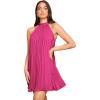 imageSweatyRocks Womens Casual Sleeveless Tie Back Halter Dress Mini Swing Pleated Aline Loose DressRed Violet