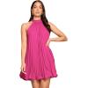 imageSweatyRocks Womens Casual Sleeveless Tie Back Halter Dress Mini Swing Pleated Aline Loose DressRed Violet