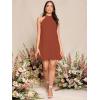 imageSweatyRocks Womens Casual Sleeveless Tie Back Halter Dress Mini Swing Pleated Aline Loose DressRust Brown