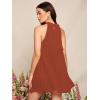 imageSweatyRocks Womens Casual Sleeveless Tie Back Halter Dress Mini Swing Pleated Aline Loose DressRust Brown
