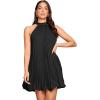 imageSweatyRocks Womens Casual Sleeveless Tie Back Halter Dress Mini Swing Pleated Aline Loose DressSolid Black