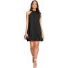 imageSweatyRocks Womens Casual Sleeveless Tie Back Halter Dress Mini Swing Pleated Aline Loose DressSolid Black