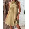 imageSweatyRocks Womens Casual Sleeveless Tie Back Halter Dress Mini Swing Pleated Aline Loose DressSolid Gold