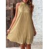imageSweatyRocks Womens Casual Sleeveless Tie Back Halter Dress Mini Swing Pleated Aline Loose DressSolid Gold