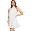 imageSweatyRocks Womens Casual Sleeveless Tie Back Halter Dress Mini Swing Pleated Aline Loose DressWhite