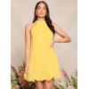 imageSweatyRocks Womens Casual Sleeveless Tie Back Halter Dress Mini Swing Pleated Aline Loose DressYellow