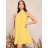 imageSweatyRocks Womens Casual Sleeveless Tie Back Halter Dress Mini Swing Pleated Aline Loose DressYellow