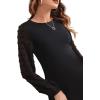 imageSweatyRocks Womens Elegant Mesh Contrast Long Sleeve A Line Mini Short DressBlack