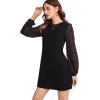 imageSweatyRocks Womens Elegant Mesh Contrast Long Sleeve A Line Mini Short DressBlack