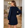 imageSweatyRocks Womens Elegant Mesh Contrast Long Sleeve A Line Mini Short DressNavy Blue