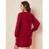 imageSweatyRocks Womens Elegant Mesh Contrast Long Sleeve A Line Mini Short DressRed