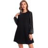 imageSweatyRocks Womens Elegant Mesh Contrast Long Sleeve A Line Mini Short DressSilver Line Black