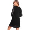 imageSweatyRocks Womens Elegant Mesh Contrast Long Sleeve A Line Mini Short DressSilver Line Black
