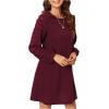 imageSweatyRocks Womens Elegant Mesh Contrast Long Sleeve A Line Mini Short DressSolid Burgundy