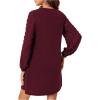 imageSweatyRocks Womens Elegant Mesh Contrast Long Sleeve A Line Mini Short DressSolid Burgundy