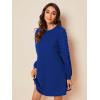 imageSweatyRocks Womens Elegant Mesh Contrast Long Sleeve A Line Mini Short DressSolid Royal Blue