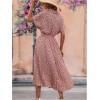 imageSweatyRocks Womens Floral Print Long Dress Button Front Short Sleeve Pleated Flowy Casual Aline DressesDusty Pink