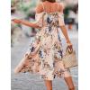 imageSweatyRocks Womens Floral Print Short Sleeve Cold Shoulder Dress Asymmetrical High Low Ruffle Midi DressesApricot