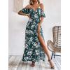 imageSweatyRocks Womens Floral Print Short Sleeve Cold Shoulder Dress Asymmetrical High Low Ruffle Midi DressesGreen