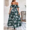 imageSweatyRocks Womens Floral Print Short Sleeve Cold Shoulder Dress Asymmetrical High Low Ruffle Midi DressesGreen