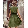 imageSweatyRocks Womens Short Batwing Sleeve Cross Wrap VNeck Aline Casual Swing Dress Plain Shirred Flared Short DressArmy Green