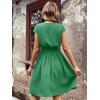 imageSweatyRocks Womens Short Batwing Sleeve Cross Wrap VNeck Aline Casual Swing Dress Plain Shirred Flared Short DressGreen