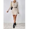 imageSweatyRocks Womens V Neck Long Sleeve Knit Dress Casual Slim Fit Mini Pencil DressesApricot